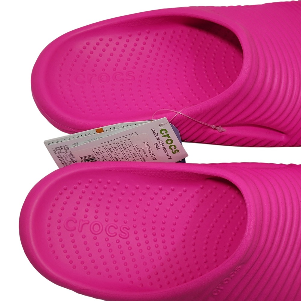 Crocs Mellow Tide Recovery Slides Womens 9 Mens 7 Pink Crush Comfort Sandals NEW - Picture 8 of 15